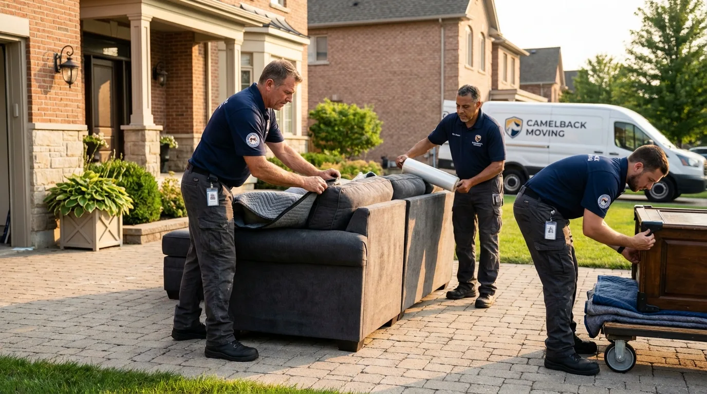 Large estate moving crew wrapping furniture in Louisville, KY